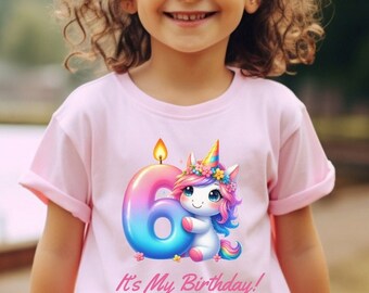 キッズバースデーシャツ（カスタム）、キッズバースデーシャツ（パーソナライズ）、6歳の誕生日の女の子用シャツ、6歳の誕生日の女の子用シャツ、6歳の誕生日の女の子用衣装