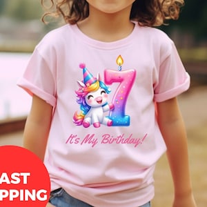 Custom Kids Birthday Shirt, Personalized Kids Birthday Shirt, Seventh Birthday Girl Shirt, 7th Birthday Girl Shirt, 7th Birthday Girl Outfit