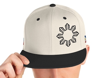 Cappello da ricamo filippino / Cappello da ricamo filippino / Cappello snapback con bandiera filippina con ricamo cavo a forma di sole / Regalo alla moda per filippino