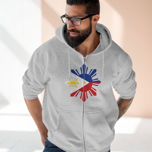 Unisex Premium Full Zip Hoodie, Philippines Logo Hoodie, Filipino Design Premium Hoodie, OFW Full Zip Hoodie, Philippines Flag Logo Hoodie