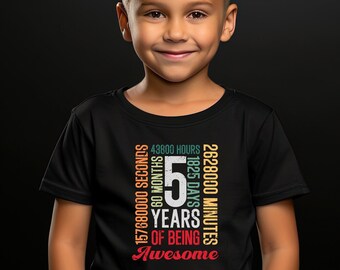 Chemise enfant 5e anniversaire, chemise enfant 5 ans d'être génial, chemise d'anniversaire enfant, cadeau d'anniversaire, chemise enfant cinquième anniversaire, chemise d'anniversaire