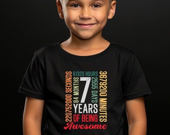 Kids 7th Birthday Shirt, Kids 7 Years Of Being Awesome Shirt, Kid Birthday Shirt, Birthday Gift, Kids Seventh Birthday Shirt, Birthday Shirt