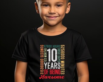 T-shirt style 10e anniversaire enfant, chemise 10e anniversaire enfant, chemise anniversaire enfant, cadeau d'anniversaire, chemise 8 ans, chemise 10e anniversaire