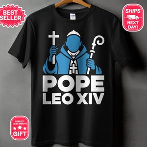 New Pope Shirt, Pope Leo XIV T-Shirt, Catholic V-Neck T-Shirt, Religious Gift, Pope Leo Shirt, Gift for Catholics, Christian Apparel 2025