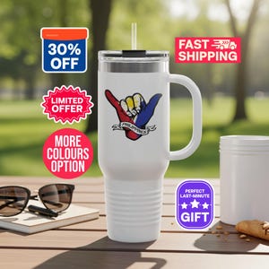 Custom Philippines Shaka Hand Tumbler, Filipino Pride Gift, Philippines Flag, Pinoy Present, Island Vibes, Unique Gift for Filipino