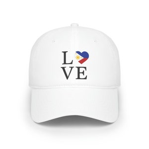 Gorra de béisbol de perfil bajo con diseño de amor filipino unisex, diseño de sombrero filipino, regalo para filipino, sombrero de herencia filipina, sombrero de bandera de Filipinas