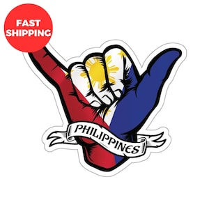 Shaka Hand Sign Philippines Flag Kiss-Cut Stickers, Philippines Flag Stickers, Filipino Flag Sticker, Filipino Design Sticker, Pinoy Sticker
