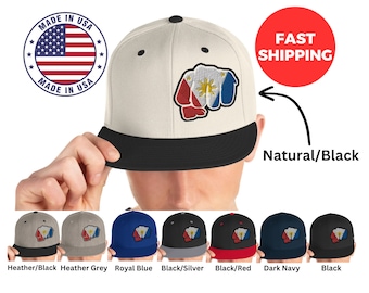Philippines Embroidery Hat | Fist Punch Philippines Flag Snapback Hat | Trendy Filipino Embroidery Hat | Gift For Filipino | Philippines Hat
