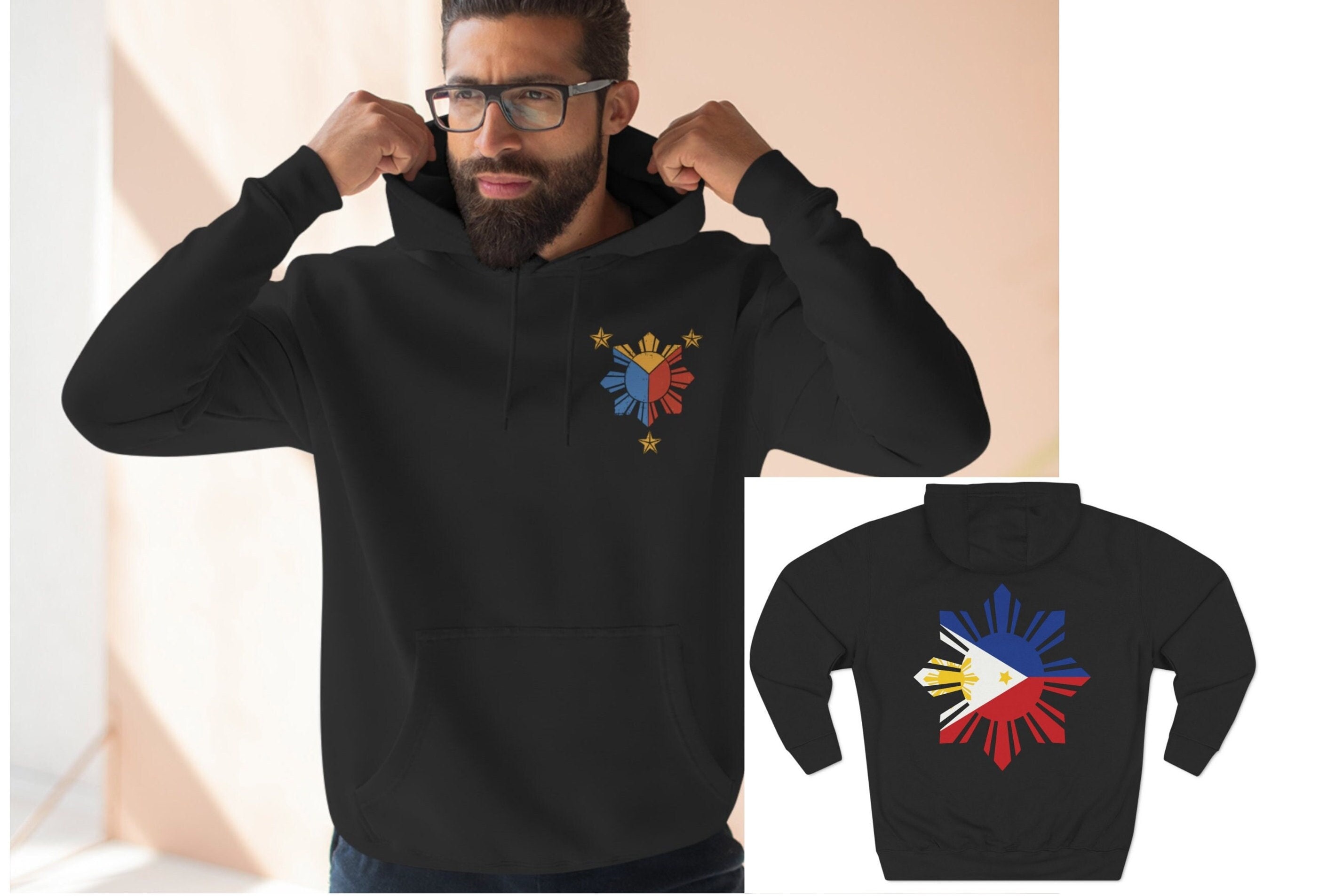 Unisex Premium Filipino Hoodie, Philippines Flag Hoodie, Front and Back Print Hoodie, Filipino Design Tee, Gift For Filipinos, Gift For Him