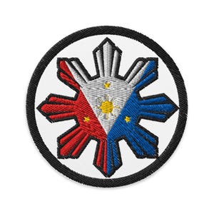 Broderade filippinska flaggmärken, Filippinska flaggmärken, Broderad filippinsk designmärke, Gåva till filippinare, Solformad filippinsk flagga