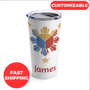Personalized Philippines Tumbler 20oz, Custom Filipino Tumbler, Philippines Flag Tumbler, Filipino Gift, Personalized Gift, Filipino Gift