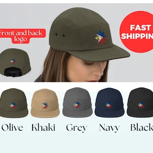 Filipino Embroidery Five Panel Cap, Star Shape Philippines Flag Embroidery Hat, Philippines Embroidery Hat, Filipino Flag Embroidery Hat