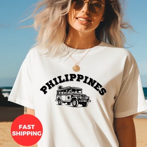 Unisex Philippines Shirt, Philippines Jeepney Shirt,  Unisex Comfort Color Garment-Dyed T-shirt, Filipino Heritage Shirt, Filipino Gift