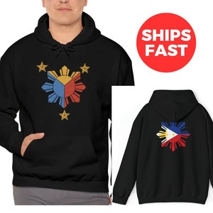 Unisex Philippines Logo Design Hoodie, Front and Back Print Hoodie, Star Shaped Philippines Flag Hoody, Unisex Heavy Blend Hooded Sweatshirt
