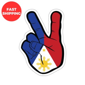 Peace Sign Philippines Flag Kiss-Cut Stickers, Philippines Flag Stickers, Filipino Flag Stickers, Filipino Design Stickers, Pinoy Sticker