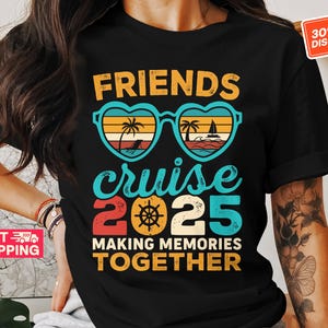 フレンズクルーズ2025シャツ、家族旅行お揃いシャツ、一緒に思い出を作るTシャツ、楽しいグループ旅行の服装
