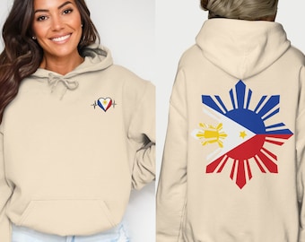 Filipino Hoodie Philippine Heartbeat Hoodie, Country Pride Heartbeat Sweatshirt, Filipino Flag Heartbeat Pullover, Patriotic Filipino Hoodie