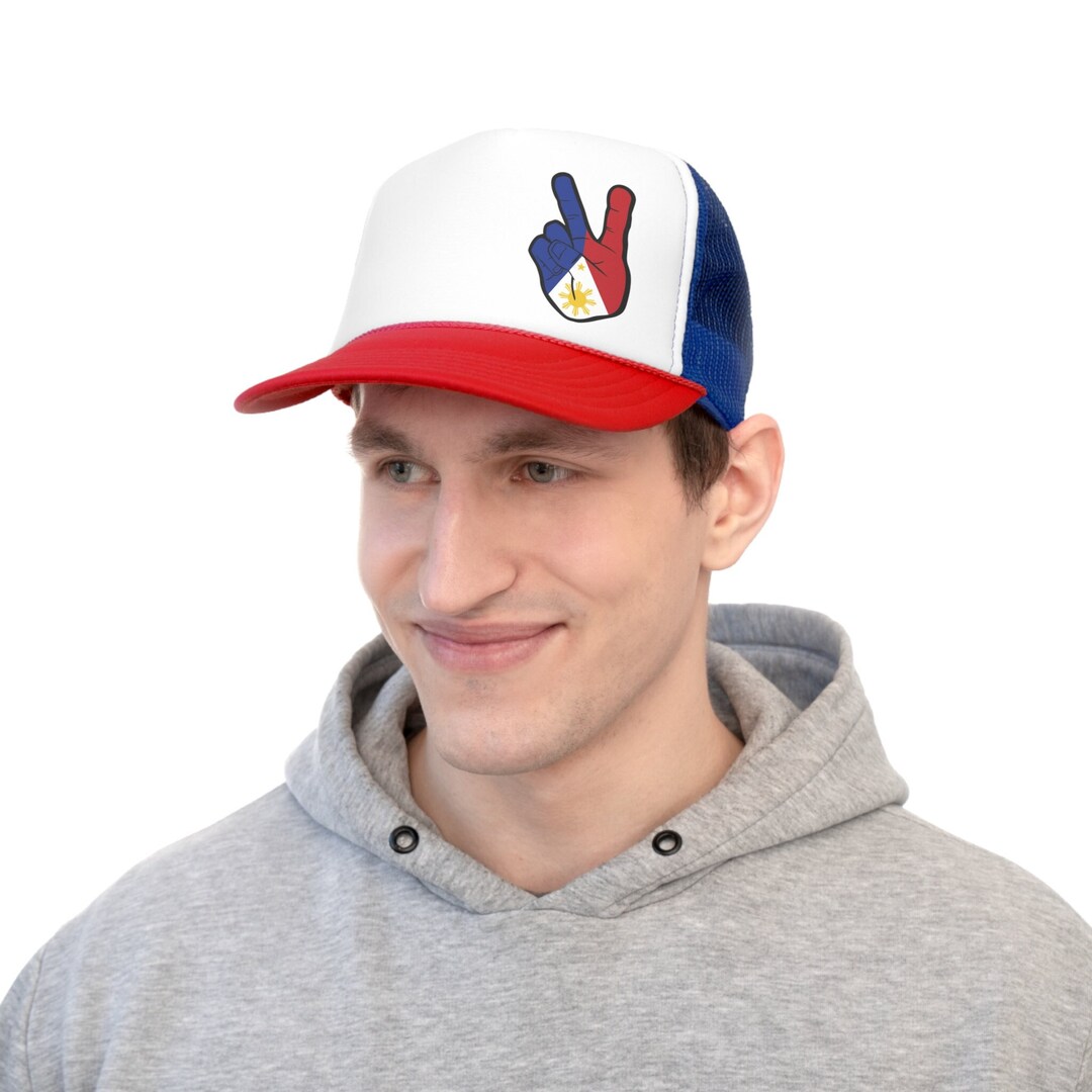 Peace Sign Caps Peace Sign Philippines Flag Trucker Caps, Peace Sign Filipino Trucker ...