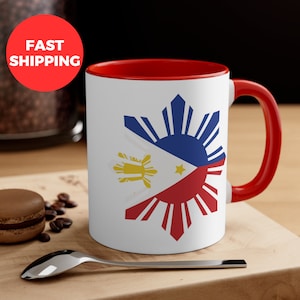Philippine Mug, Star Shaped Philippines Flag Accent Coffee Mug,11oz, Filipino Design Mug, Filipino Gift, Filipino Mom Gift, Mothers Day Gift