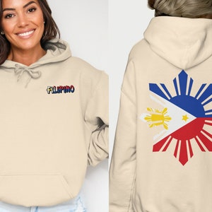 Filipino Pride Hoodie, Cozy and Stylish Filipino Text Hoodie, Perfect Gift for Filipino Heritage, Front and Back Print Filipino Pride Outfit