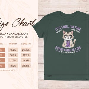 It's Fine I'm Fine Everything is Fine Cat Shirt, Epilepsy Awareness Youth Tee, Cute Cat Graphic Shirt, Mood Swings Suck