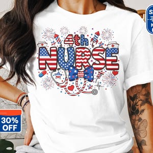 4th Nurse T-Shirt, Tank Top, V-Neck T-Shirt, Patriotic Nurse Shirt 2025, Independence Day, American Nurse, July 4th Apparel 2025, Nurse Gift