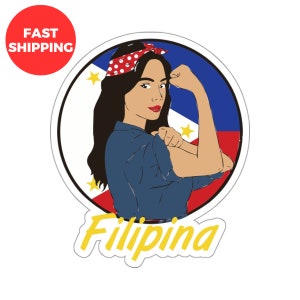 Tough Filipina Philippines Flag Kiss-Cut Stickers, Philippines Flag Filipina Stickers, Filipino Flag Sticker, Trendy Filipino Design Sticker