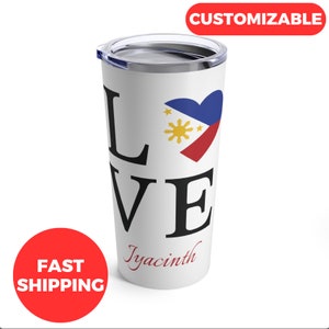 Personalized Tumbler, Personalized Philippines Tumbler, Love Philippines Flag Tumbler, Custom Filipino Tumbler, Philippines Tumbler 20oz