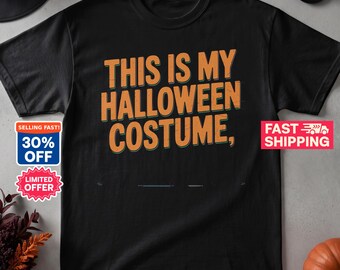 This Is My Halloween Costume Shirt, Funny Lazy Costume Graphic Tee, Retro Distressed Sarcastic Fall Outfit, Spooky Season Gift