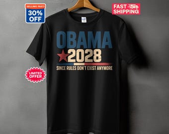 Obama 2028 T-Shirt Funny Political Graphic Tee, Sarcastic Liberal Humor Shirt, Vintage Patriotic Democrat Campaign Gift for Men and Women