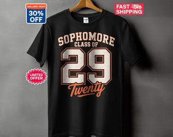 Sophomore Class of 2029 T-Shirt, Vintage Varsity High School Spirit Tee, Retro Athletic 2029 Grad Shirt, Back to School Student Gift