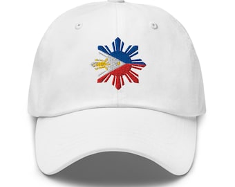 Cappello da papà filippino ricamato, cappello con ricamo della bandiera filippina a forma di sole, regalo per filippini, cappello dell'orgoglio filippino, classico cappello da papà ricamato