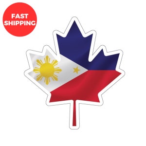 Philippines Flag Maple Leaf Car Stickers | Maple Leaf Philippines Flag Stickers | Filipino Heritage Sticker | Filipino Gift | Laptop Sticker