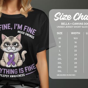 It's Fine I'm Fine Everything is Fine T-Shirt, Epilepsy Awareness Shirt, Seizures Mood Swings Tee, Cute Cat Graphic Top