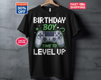 Camiseta de cumpleaños para niño, camiseta de cumpleaños de gamer, camiseta de videojuego, camiseta de subir de nivel, regalo de cumpleaños de gaming, camiseta de fiesta de cumpleaños