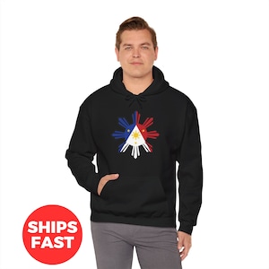 Star Shape Philippines Flag Unisex Heavy Blend™ Hooded Sweatshirt, Star Shape Philippines Flag Hoodie, Philippines Hoodie, Gift For Filipino