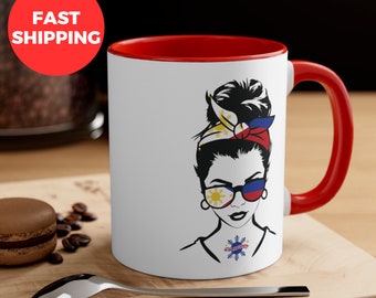 Tazza filippina personalizzata, tazza filippina personalizzata, tazza da caffè filippina con panino disordinato, 11 once, regalo filippino, regalo per la festa della mamma, regalo per lei