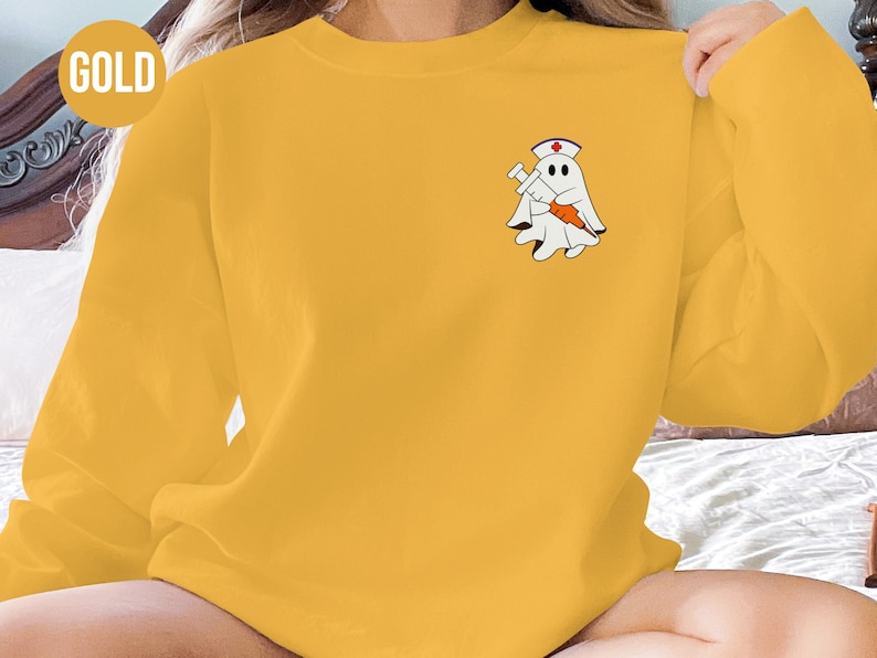 Cute Ghost Nurse Sweatshirt, Halloween Costume Sweatshirt, Fun Nurse