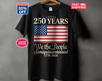 T-shirt 250 Years Semiquincentennial, T-shirt met lange mouwen, We The People 1776-2026, Amerikaanse vlag patriottische kleding