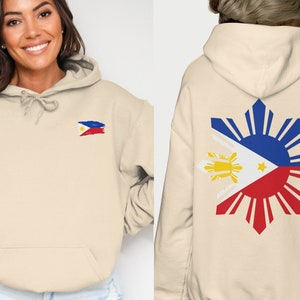 Sweat à capuche philippin Sweat à capuche drapeau des Philippines, sweat à capuche patriotique, sweat à capuche fierté des Philippines, sweat à capuche imprimé devant et dos, cadeau pour Philippin,