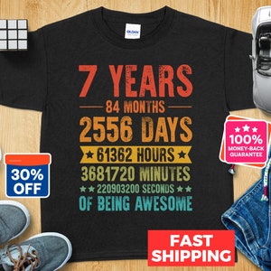7th Birthday Shirt, 7 Years Old Birthday Tee, 7 Year Old Celebration Shirt, 7th Birthday Party Shirt, Youth Birthday T-Shirt