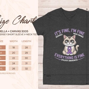 It's Fine I'm Fine Cat T-Shirt, Epilepsy Awareness Shirt, Seizures Mood Swings Tee, Unisex Short Sleeve T-Shirt, Awareness Gift