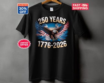 250周年記念Tシャツ、1776年～2026年長袖Tシャツ、アメリカンイーグルシャツ、愛国心あふれるTシャツ、独立記念日アパレル、USAイーグル 7月4日