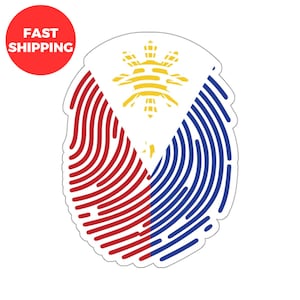 Fingerprint Philippines Logo Kiss-Cut Stickers, Philippines Flag Stickers, Filipino Flag Stickers, Filipino Design Stickers, Pinoy Stickers