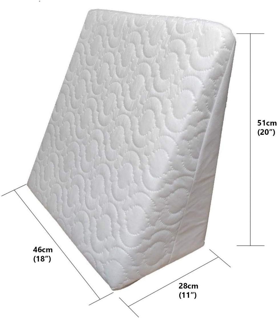 Large Foam Bed Wedge Pillow For Acid Reflux Relief – With Removable Zip Quilted Cover