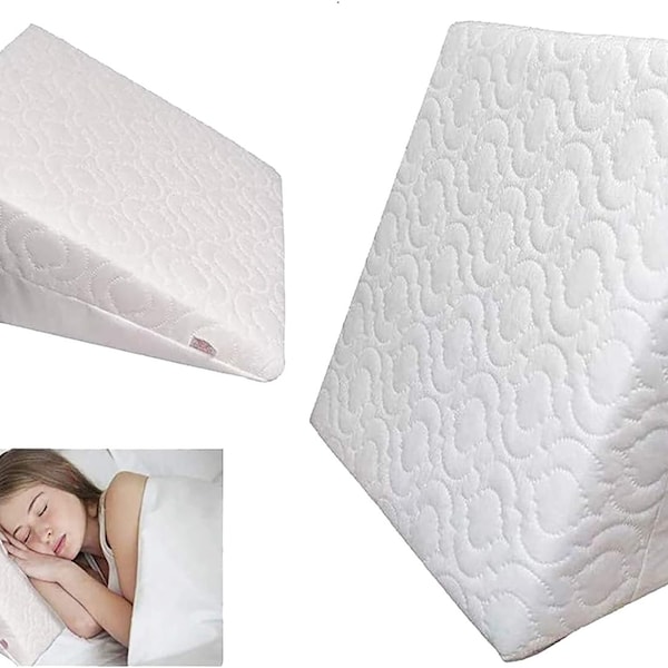 Luxury Acid Reflux Bed Wedge Pillow for Orthopaedic Support and Enhanced Sleep Comfort - Removable Washable Quilted Cover