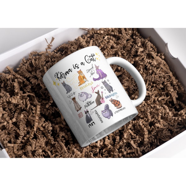 Mug Eras Karma est un chat, tasse à café Karma est un chat, Mug chat, cadeau Karma Swift, tasse chat Taylor, tendance, concert Eras, Taylor Merch