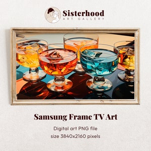 Samsung Frame TV Art, Retro cocktail bar, Vintage Wall Art, Frame TV Art, Samsung Art TV,  Colorful Digital Download for Samsung Frame