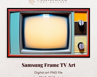 Samsung Frame TV Art, Retro Tv, Vintage Wall Art, Old Television, Frame TV Art, Samsung Art TV,  Colorful Digital Download
