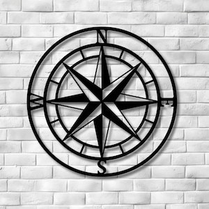Compass Metal Wall Art Nautical Home Decor, Modern Artwork Sculptures, Outdoor Decoration